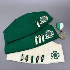 Vintage 4-H Memorabilia Lot California Achievement Pins Hats Medal 1950s Youth